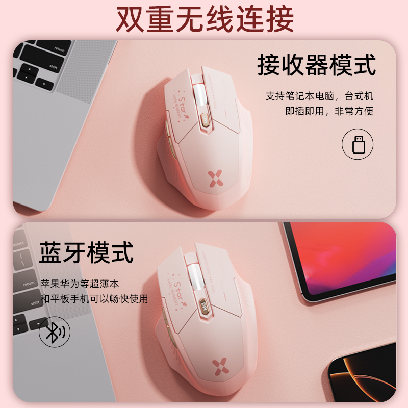 蓝牙鼠标无线女生充电静音适用联想华硕戴尔小米华为笔记本电脑