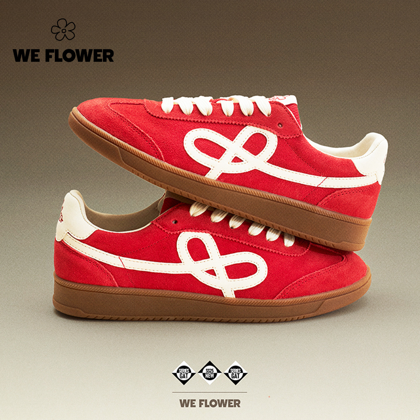 We flower休闲鞋烈日红复古真皮男女同款户外百搭耐磨运动休闲鞋,淘宝优惠券,粉丝福利购,淘宝优惠卷