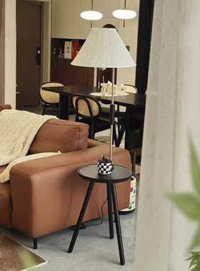 法式中古落地灯客厅沙发旁置物架美式复古卧室氛围高级感实木台灯