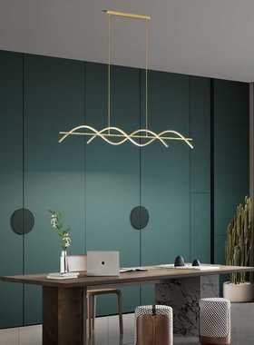 餐厅灯 现代简约轻奢led长条饭厅餐桌灯北欧创意个性全铜吧台吊灯