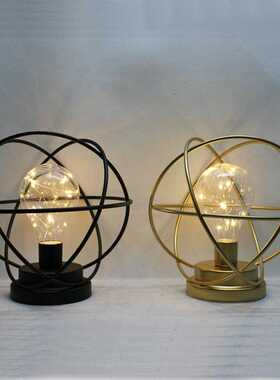 小夜灯工艺品 led彩灯北欧风铁艺造型灯少女心LED卧室装饰台灯