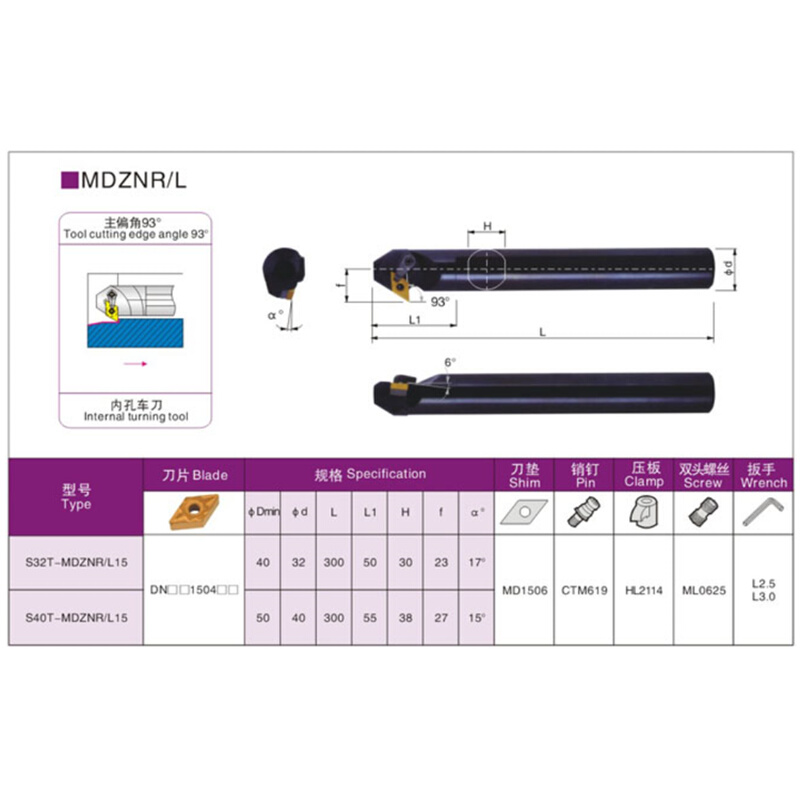 93度数控内孔车刀杆复合式 S25S/S32T/S40T-MDZNR15/MDZNL15 - 图0