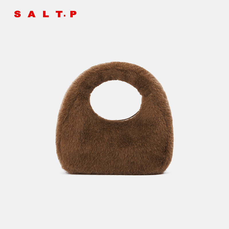 SALT.P可颜 咖色慵懒毛绒绒可爱手提包斜挎包,淘宝优惠券,粉丝福利购,淘宝优惠卷