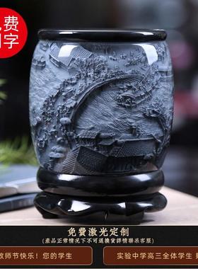 办公桌旋转笔筒轻奢高级感中国风创意办公室桌面摆件毕业礼物定制