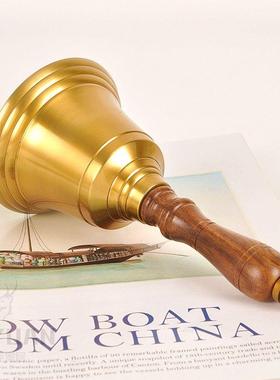 印度进口手工木柄手摇铃铛纯铜覆古手摇铃铜质轻奢餐桌呼叫铃装饰