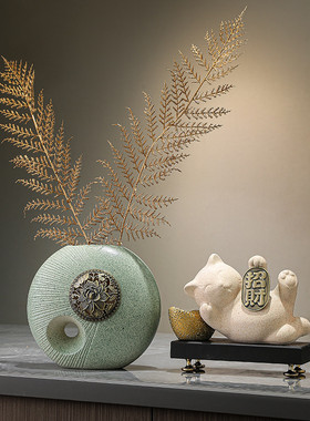 元宝招财猫新中式摆件玄关客厅电视柜装饰创意办公室前台开业礼物