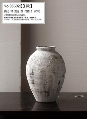 景德镇侘寂风插花粗陶陶罐手工禅意摆件民宿酒店复古怀旧陶瓷花瓶