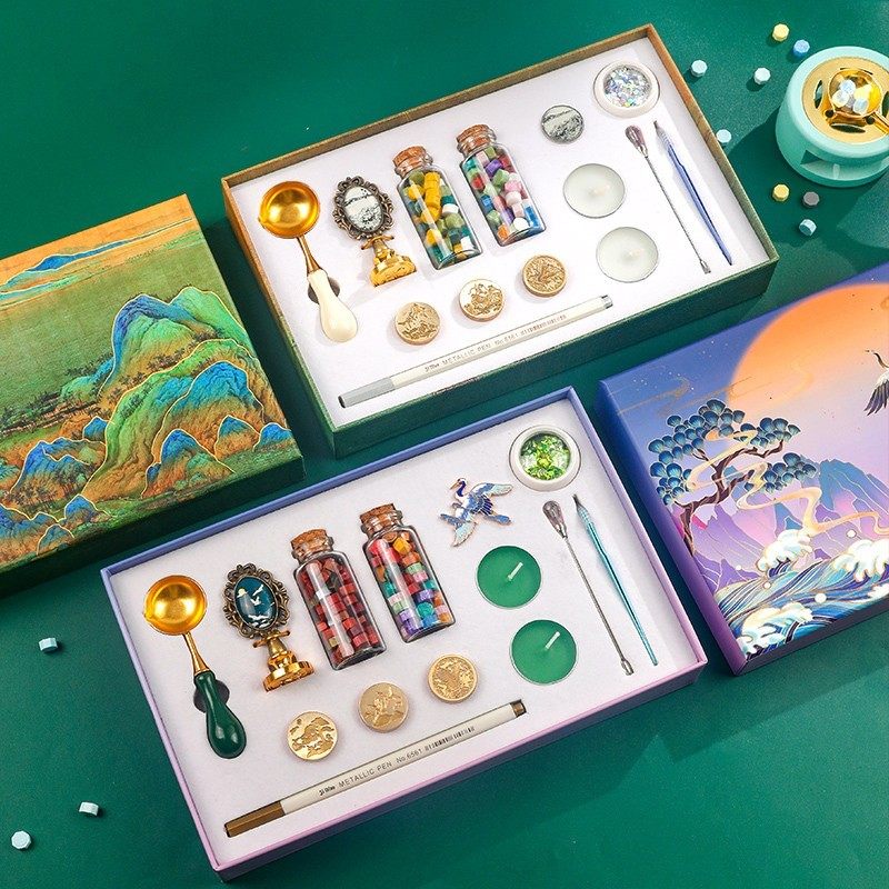 千里江山火漆套装手账工具章头蜡粒炉子熔炉新手火星便宜信封请柬,淘宝优惠券,粉丝福利购,淘宝优惠卷