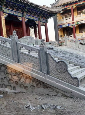 工程花岗岩石头栏板河道桥边汉白玉石栏杆景观公园寺庙石雕栏杆