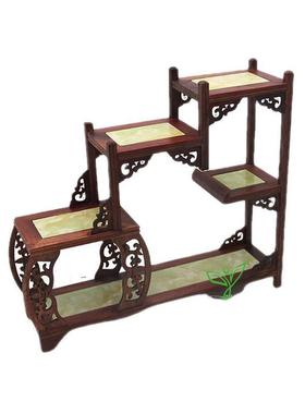 红酸枝茶壶架紫砂壶架子茶具香炉收纳架小博古架茶杯架假石多宝阁