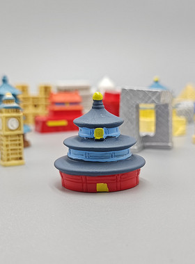 天安门长城埃菲尔塔鸟巢水立方地标性建筑模型微景观树脂迷你摆件