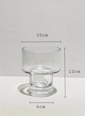 现代简约墨绿色玻璃花瓶插花摆件桌面样板房餐厅家居插花装饰摆件