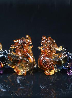 开业礼品琉璃貔貅摆件一对办公室装饰品工艺摆件批发