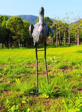 铁艺仿真鸵鸟摆件五金工艺品户外花园挂件创意金属装饰品