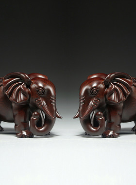 黑檀木大象开业摆件红木家居办公室木头象装饰工艺品雕刻新居送礼