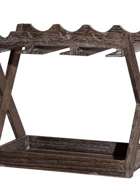 创意木质置物架吧台葡萄酒红酒陈列架酒架家用桌面高脚杯倒挂架