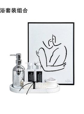 样板房卫生间香薰摆件洗手台洗漱套装托盘浴室柜软装饰品搭配组合