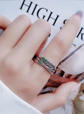 《西柚氧》925纯银五帝钱国潮风小众复古戒指钱币开口指环招财女