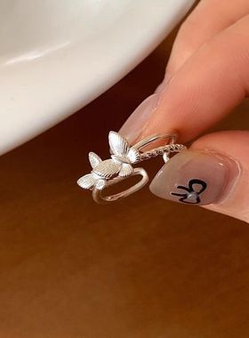 《西柚氧》925纯银戒指女蝴蝶款ins小众设计百搭食指戒礼物送女友