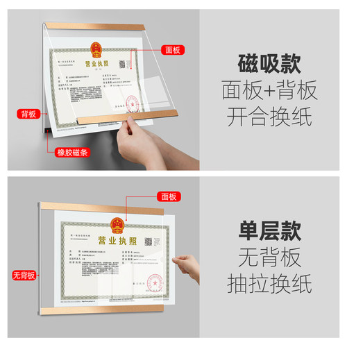 工商营业执照框架挂墙正副本保护套食品经营卫生许可证展示架相框 - 图2
