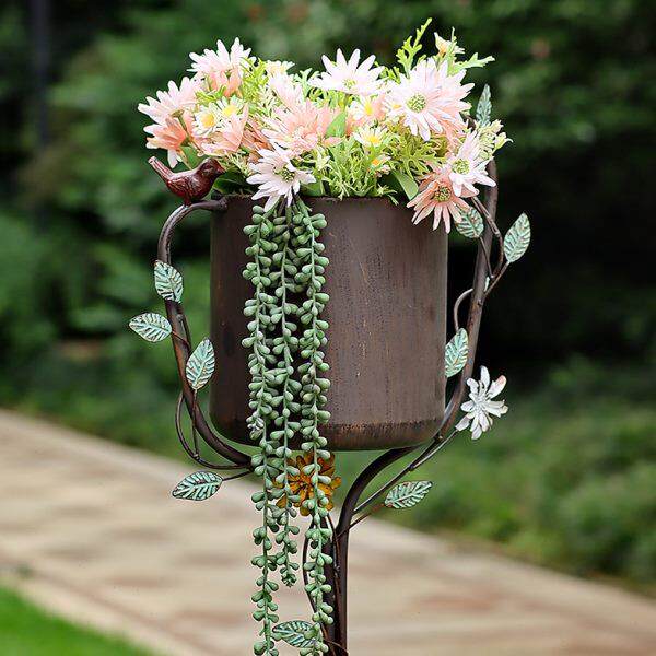 铁艺复古工艺花筒户外地插花园摆件庭院装饰布置阳台园艺景观造景 - 图3