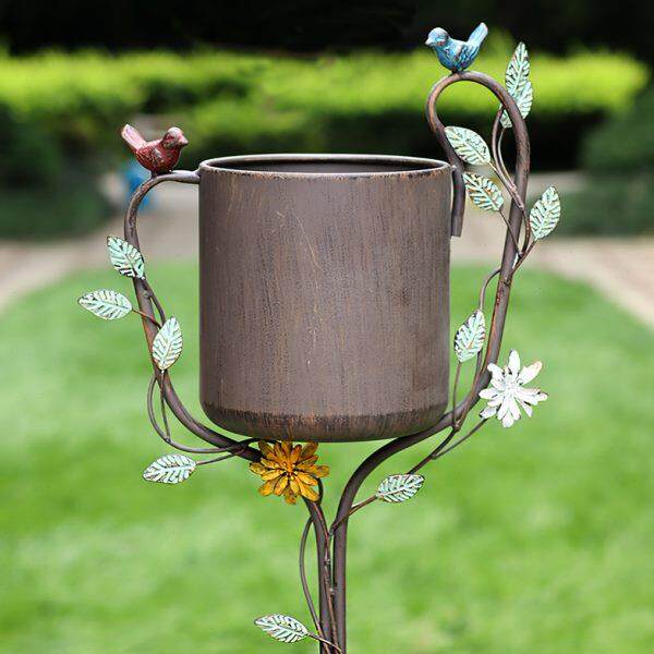 铁艺复古工艺花筒户外地插花园摆件庭院装饰布置阳台园艺景观造景 - 图2