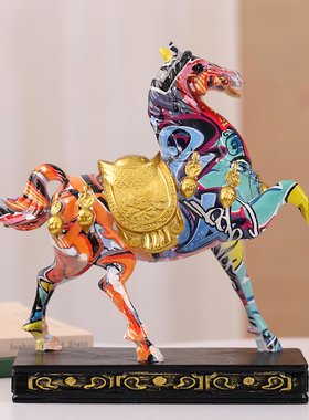 金色马摆件装饰品中式风格