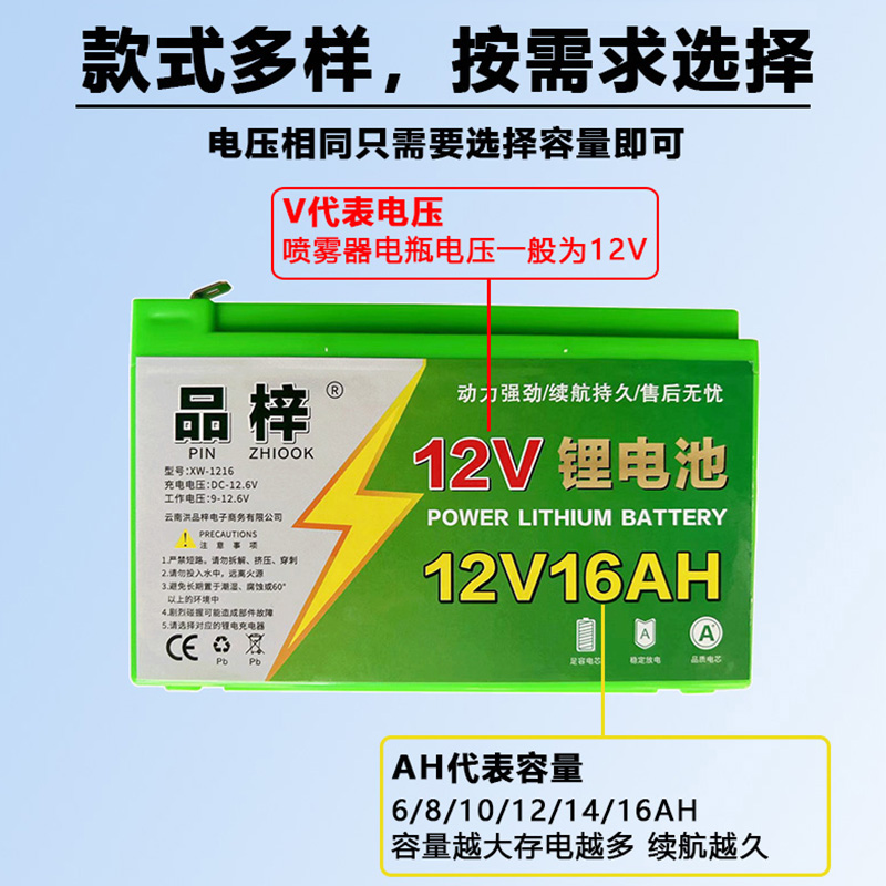 电动喷雾器专用蓄电池锂电池背负式农用12v大容量摆摊12v8ah电瓶 - 图1