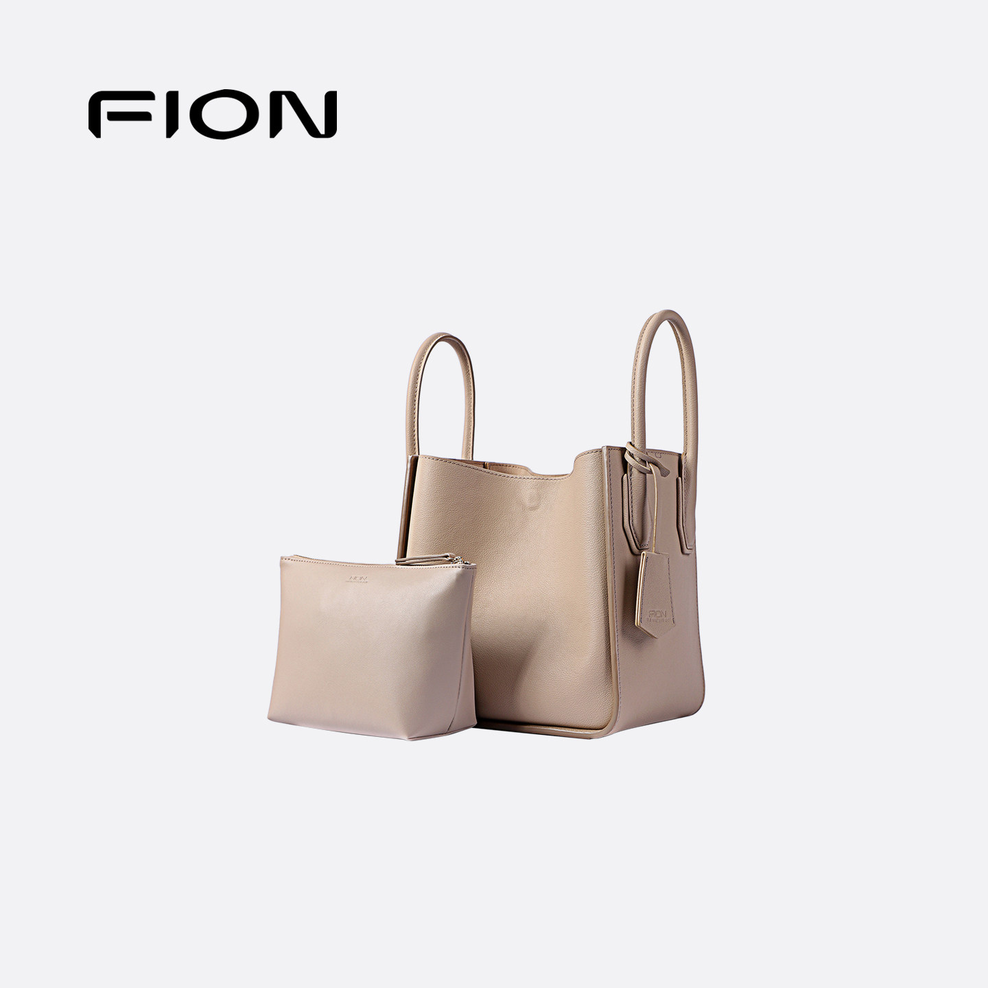 Fion/菲安妮真皮水桶包2024新款通勤菜篮子包女士高级感手提包包