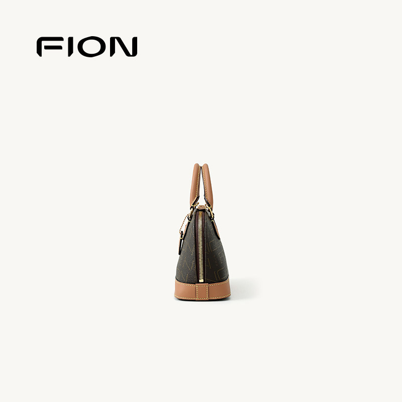 Fion/菲安妮女包老花贝壳包新款手提包单肩斜挎包日常百搭通勤包,淘宝优惠券,粉丝福利购,淘宝优惠卷