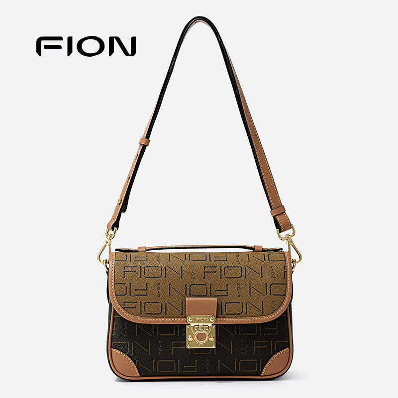 Fion/菲安妮经典老花小方包2025新款高级通勤复古单肩斜挎女包包,淘宝优惠券,粉丝福利购,淘宝优惠卷