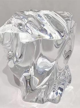 茶室铂晶透明茶墩水晶木墩坐墩坐凳边几软装工艺品家居家具定制