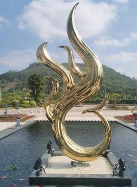 创意装置玄关艺术不锈钢水浪雕塑抽象飘带浪花大型摆件定制