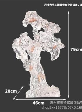 现代酒店大堂抽象太湖石摆件透明树脂落地雕塑售楼处软装饰艺术品