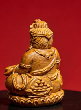 陈化崖柏木雕 黄财神 木质工艺品手把件茶宠文玩摆件钥匙扣小礼品