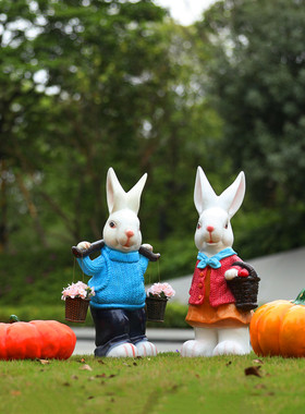 玻璃钢创意卡通兔子雕塑户外花园林商场校园楼盘草地景观装饰摆件