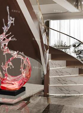 浪花摆件轻奢时尚高档装饰艺术雕塑酒店大堂客厅入户玄关透明树脂