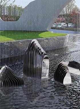 不锈钢假山雕塑酒店景区商场门口园林景观水池水景装饰摆件定制