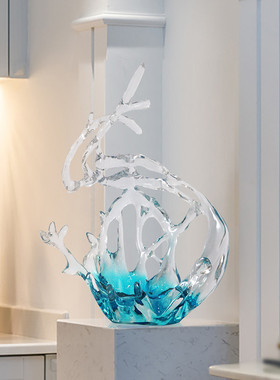 现代创意透明树脂摆件酒店售楼处家居玄关客厅办公室水花艺术雕塑