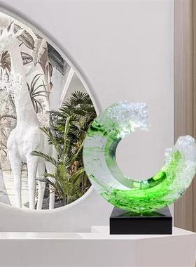 现代简约透明树脂摆件酒店客厅玄关高级感雕塑创意家居软装置饰品