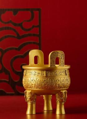 铜鼎摆件仿古青铜器大克鼎酒柜玄关高档香炉装饰品大型落地摆设