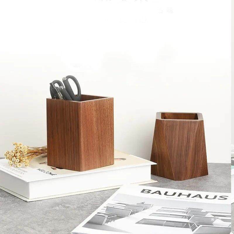 黑胡桃木笔筒创意实木收纳盒办公室桌面摆件笔筒胡桃木感轻奢,淘宝优惠券,粉丝福利购,淘宝优惠卷
