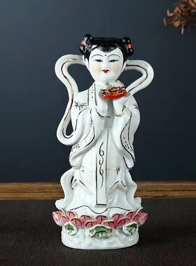 极速金童玉女观音善财童子龙女观音菩萨家用供R奉观音佛像家居手