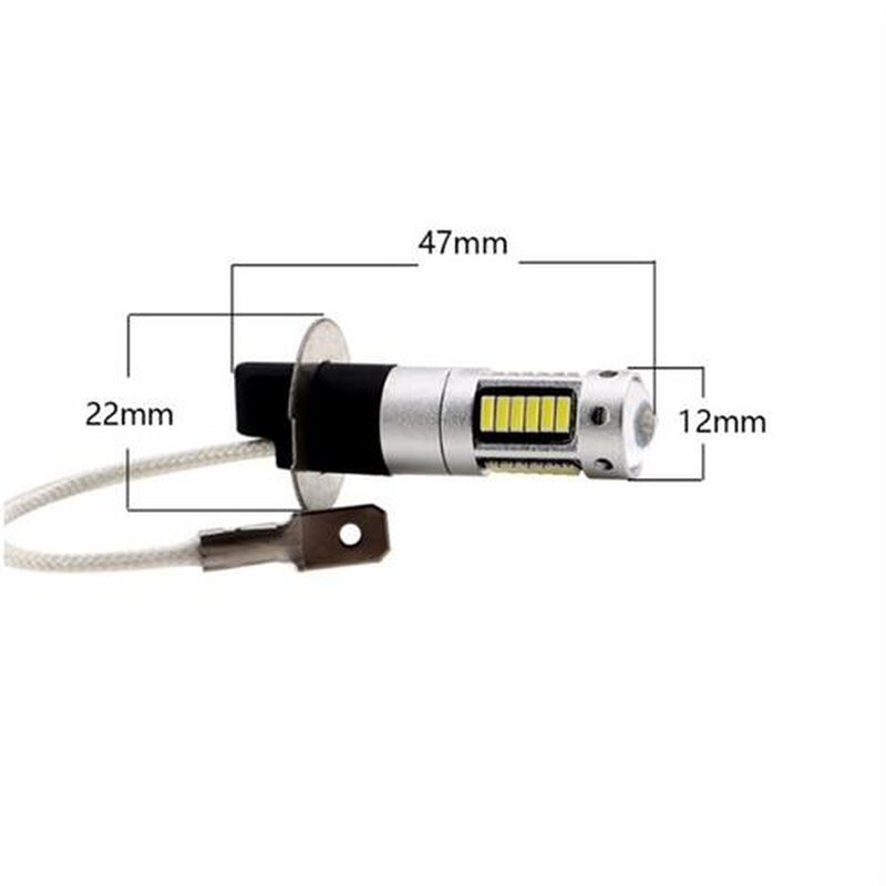 汽车ledH3前雾灯灯泡超亮带透镜大功率改装爆闪H3防雾灯冰蓝雾灯 - 图0