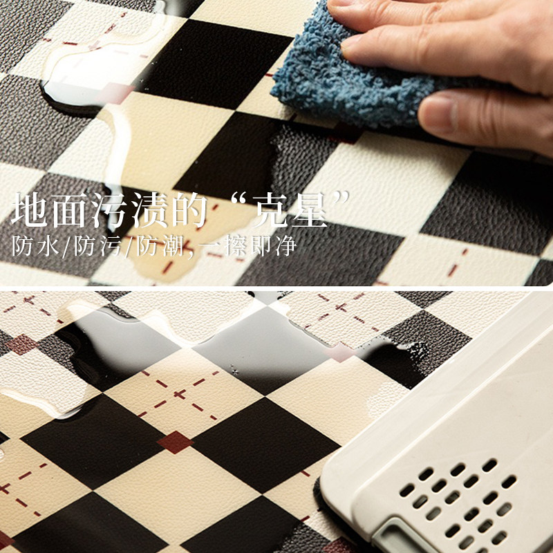 Leather material wipeable no-wash floor mat