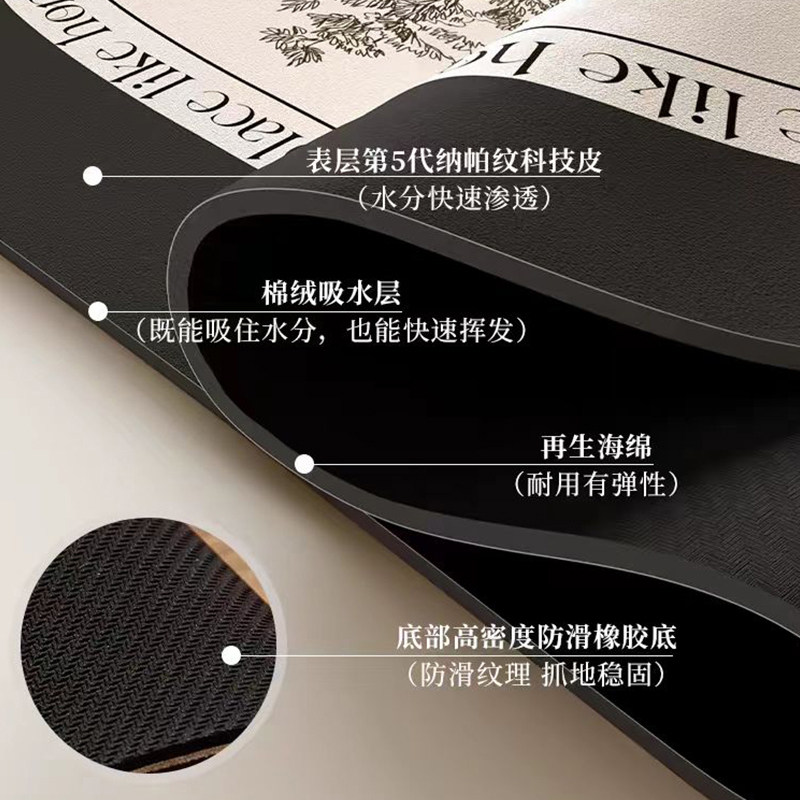 Water-absorbent, quick-drying, non-slip floor mat made of diatom mud