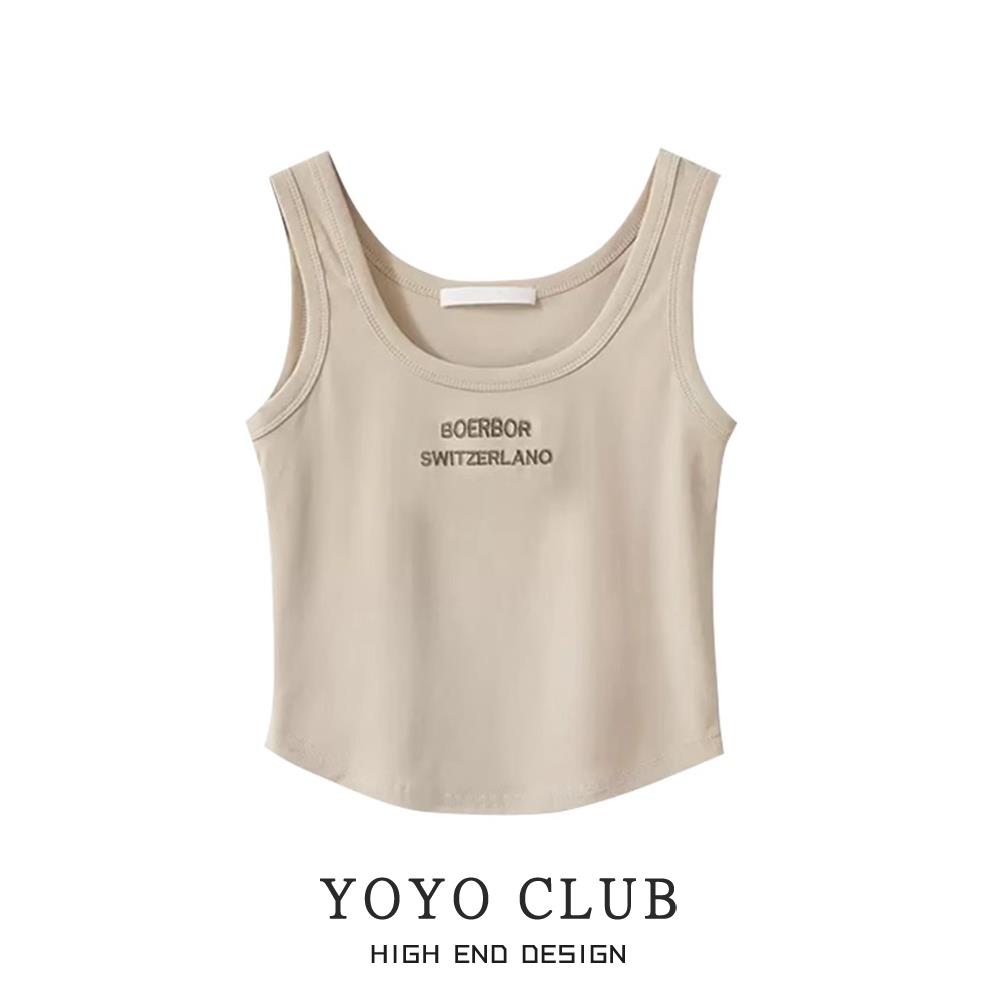 YOYO CLUB大码胖mm修身外穿吊带背心春季新款小个子打底短款上衣 - 图1