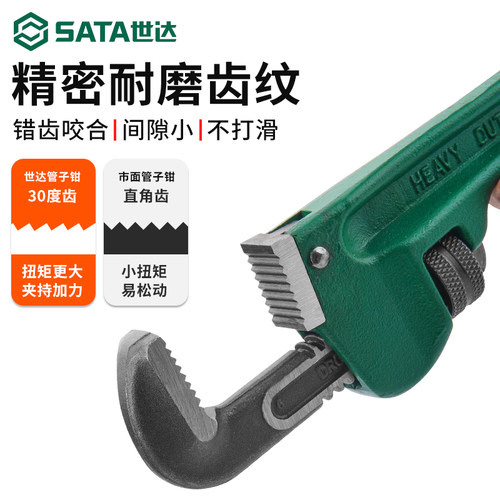 SATA世达管子钳家用小水管扳手万用管丝管钳工具喉钳多功能管钳子 - 图2