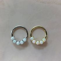 1PS 1PS 316L Stainless Steel Hoop Opal Stone Right Segment Nose