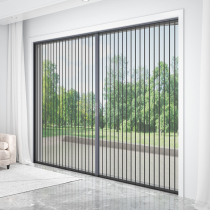 Diamond mesh folding yarn door invisible with lock anti-mosquito cat dog burglar-proof aluminum alloy push-pull protection integral window screen